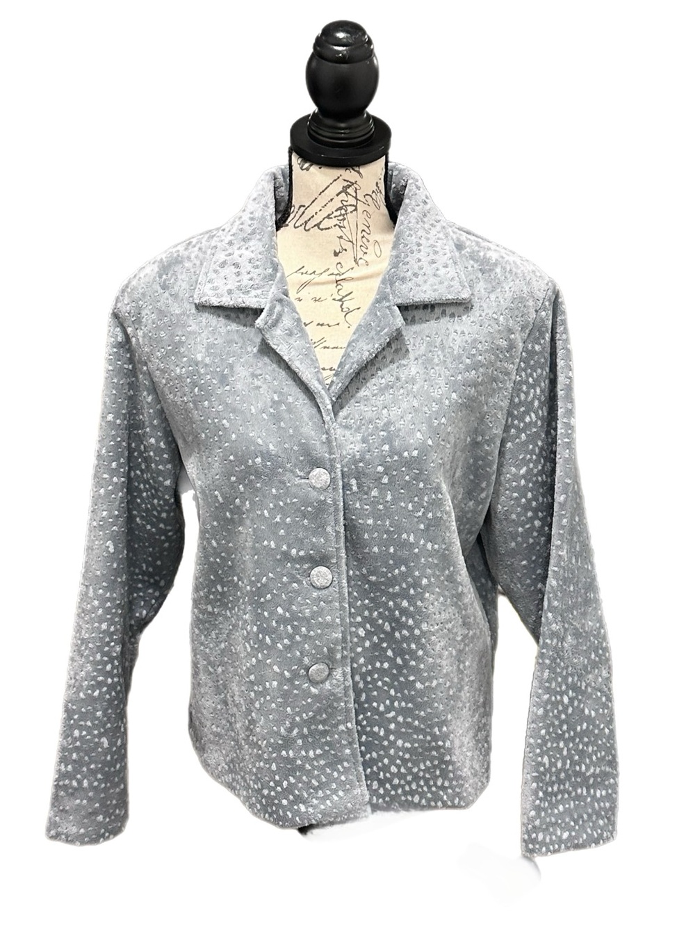 Vtg Lilly of California Grey Leopard Spotted Three Button Jacket Sz Unmarked